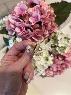 Kendra Scott Gold Toned Double Band Ring with Vertical Bar and Pavé Accents